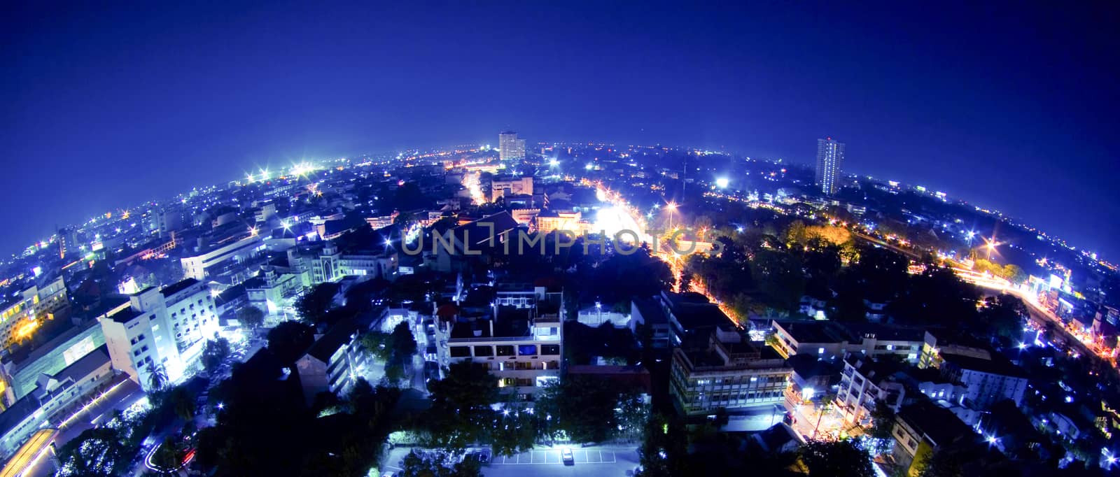 thailand night view from building(fisheye lens)