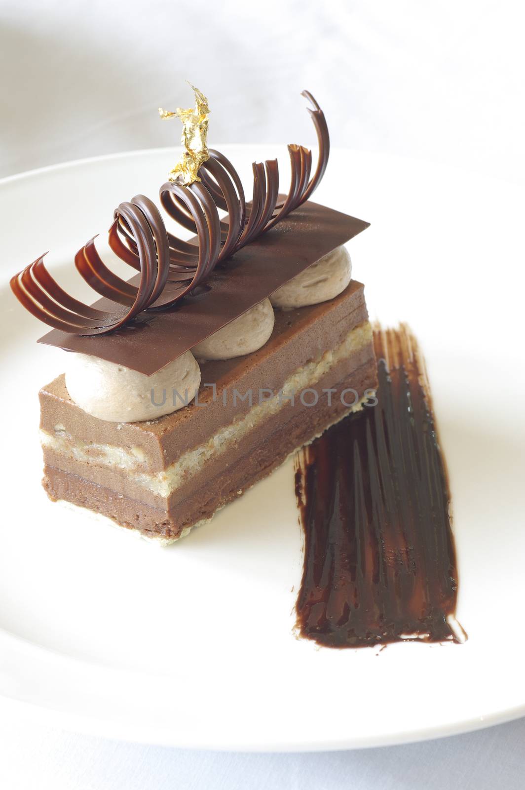 Brownie with ice cream on the dish