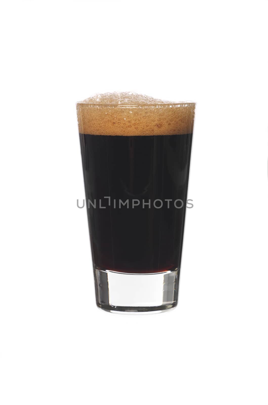 Glass of cola isolated on white background