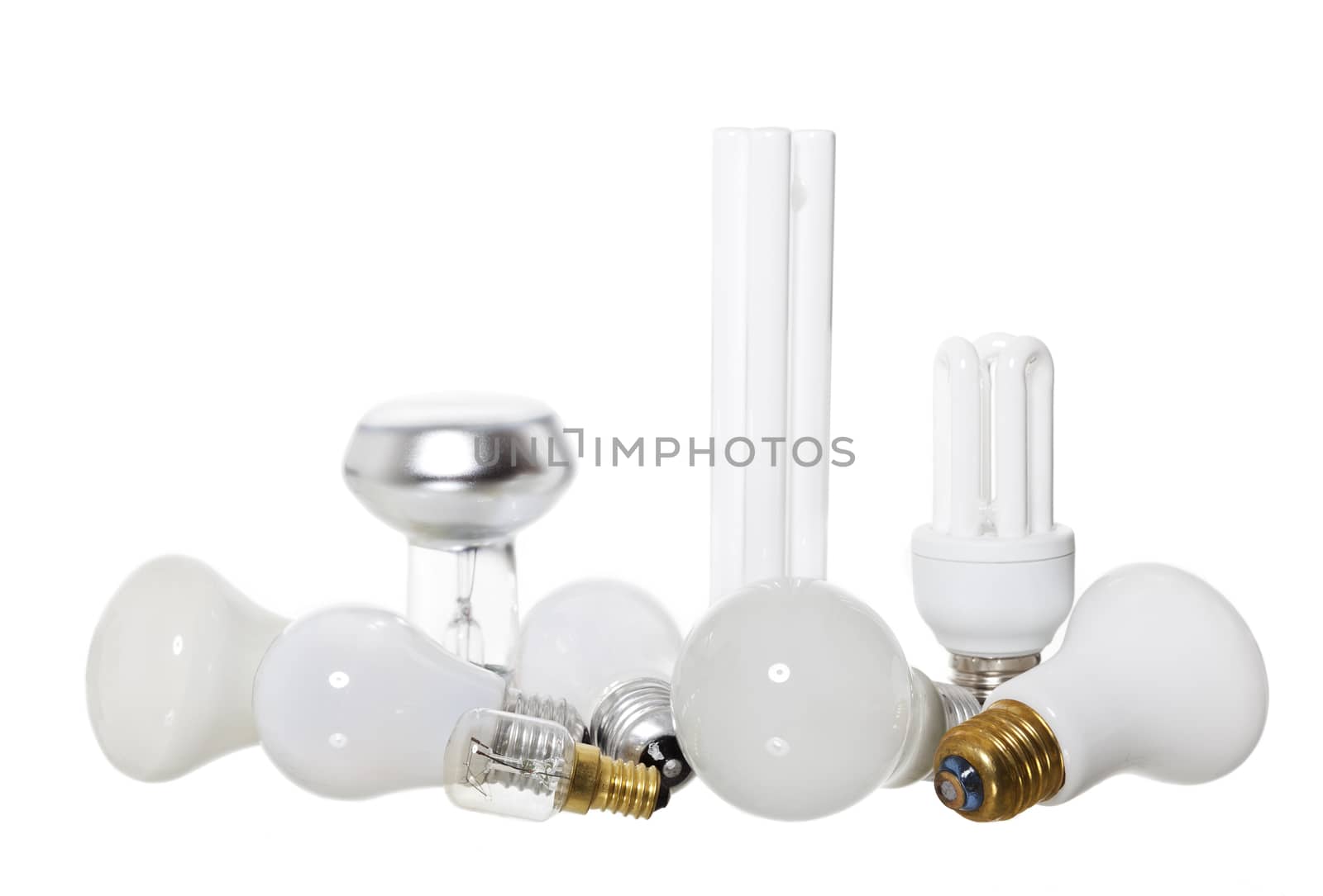 Group of Lights Bulbs isolated on white background