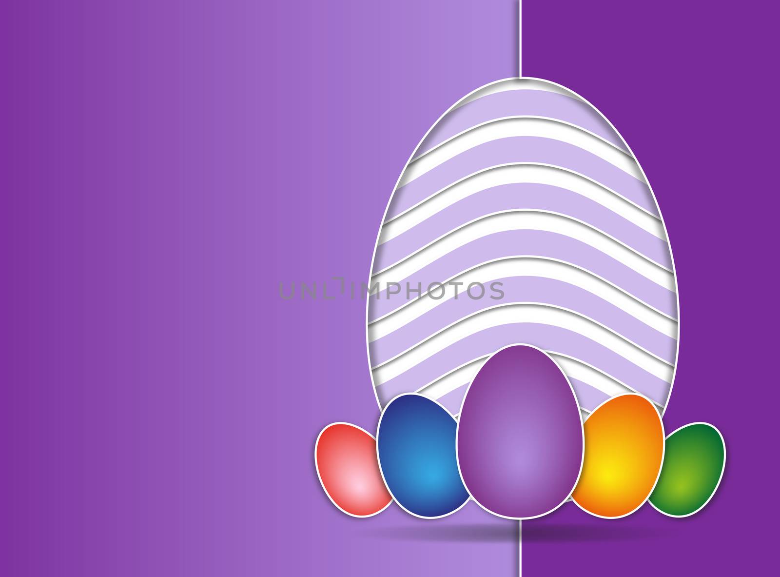 spring and easter egg card violet background