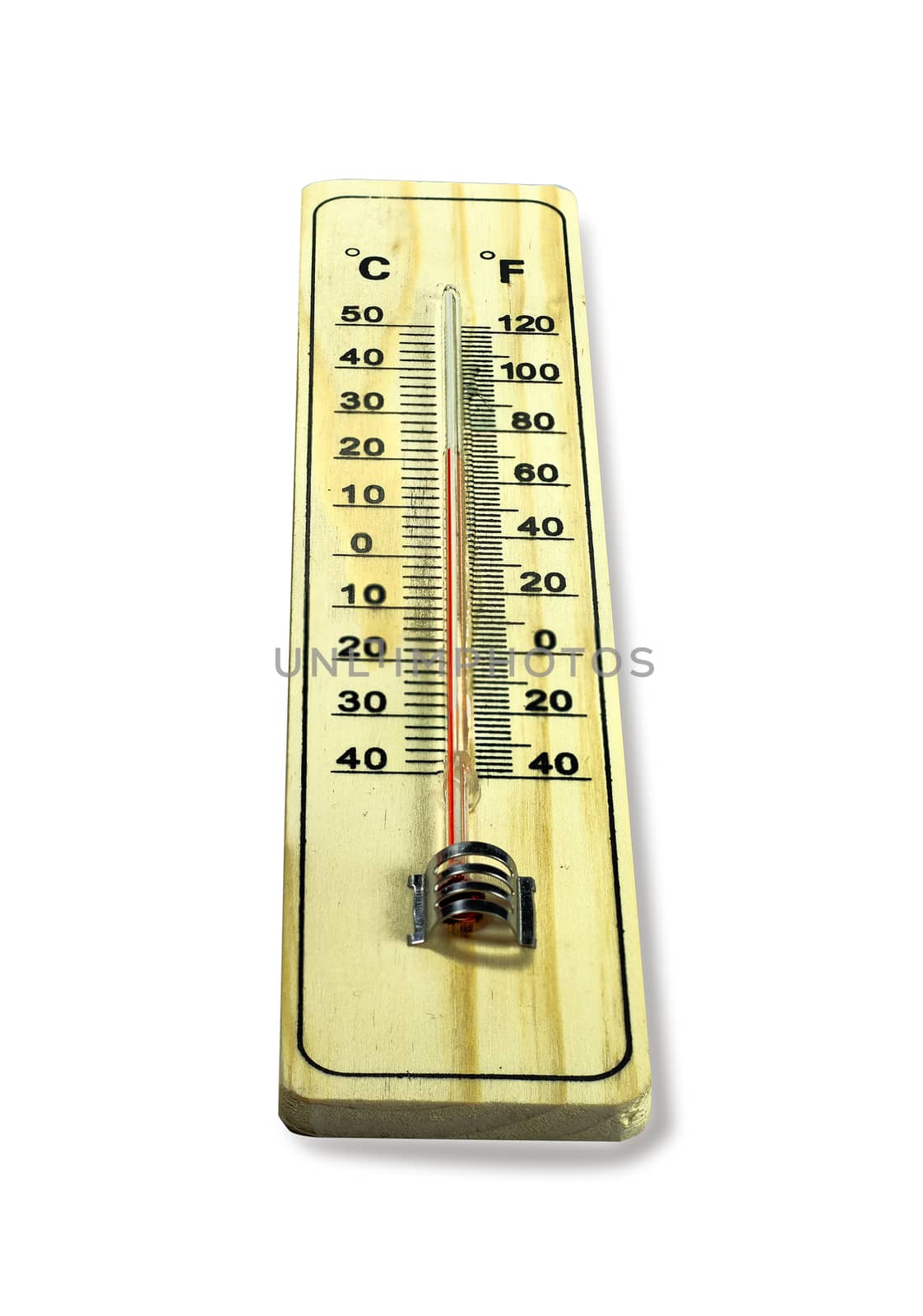 Wooden Thermometer isolated on white