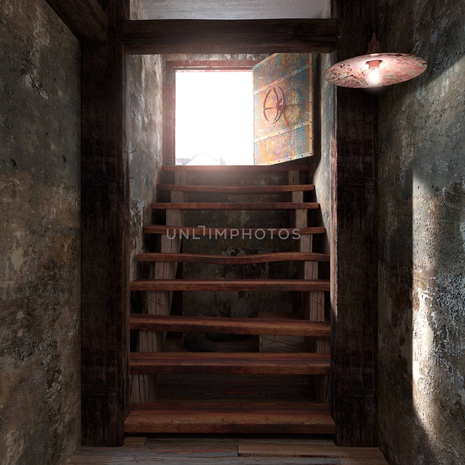 ancient concept room shelter interior exit stairs by denisgo