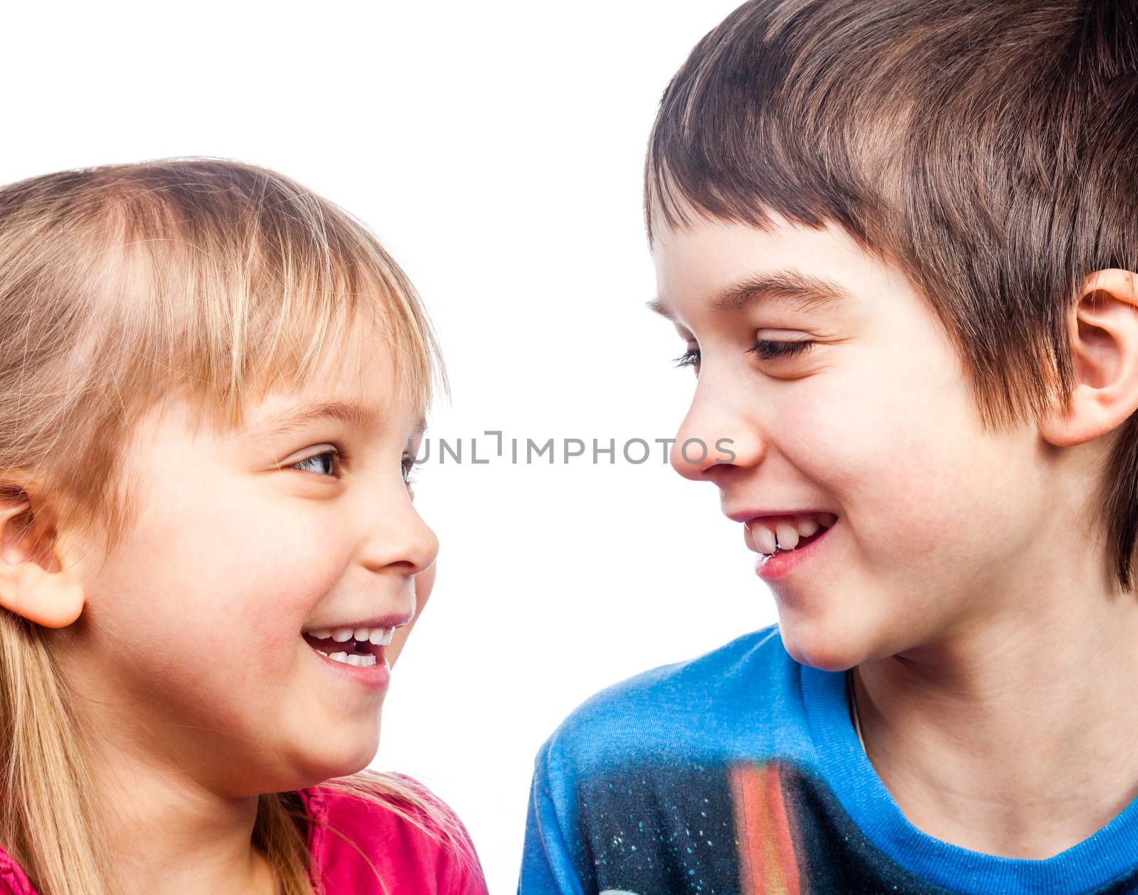 Sister and brother laughing by naumoid