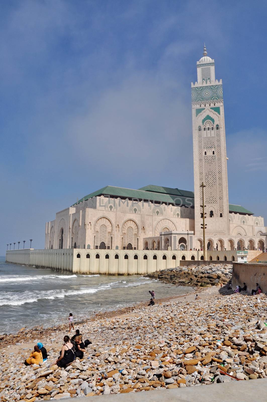 The Hassan II Mosque, located in Casablanca is the largest mosque in Morocco and the third largest mosque in the world