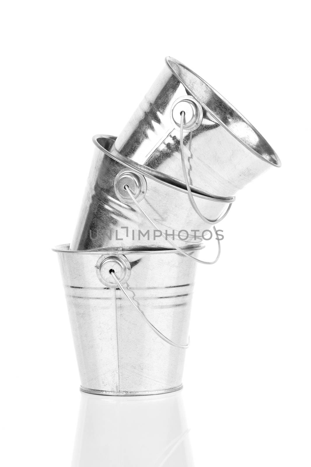 three small bucket , on white background by motorolka