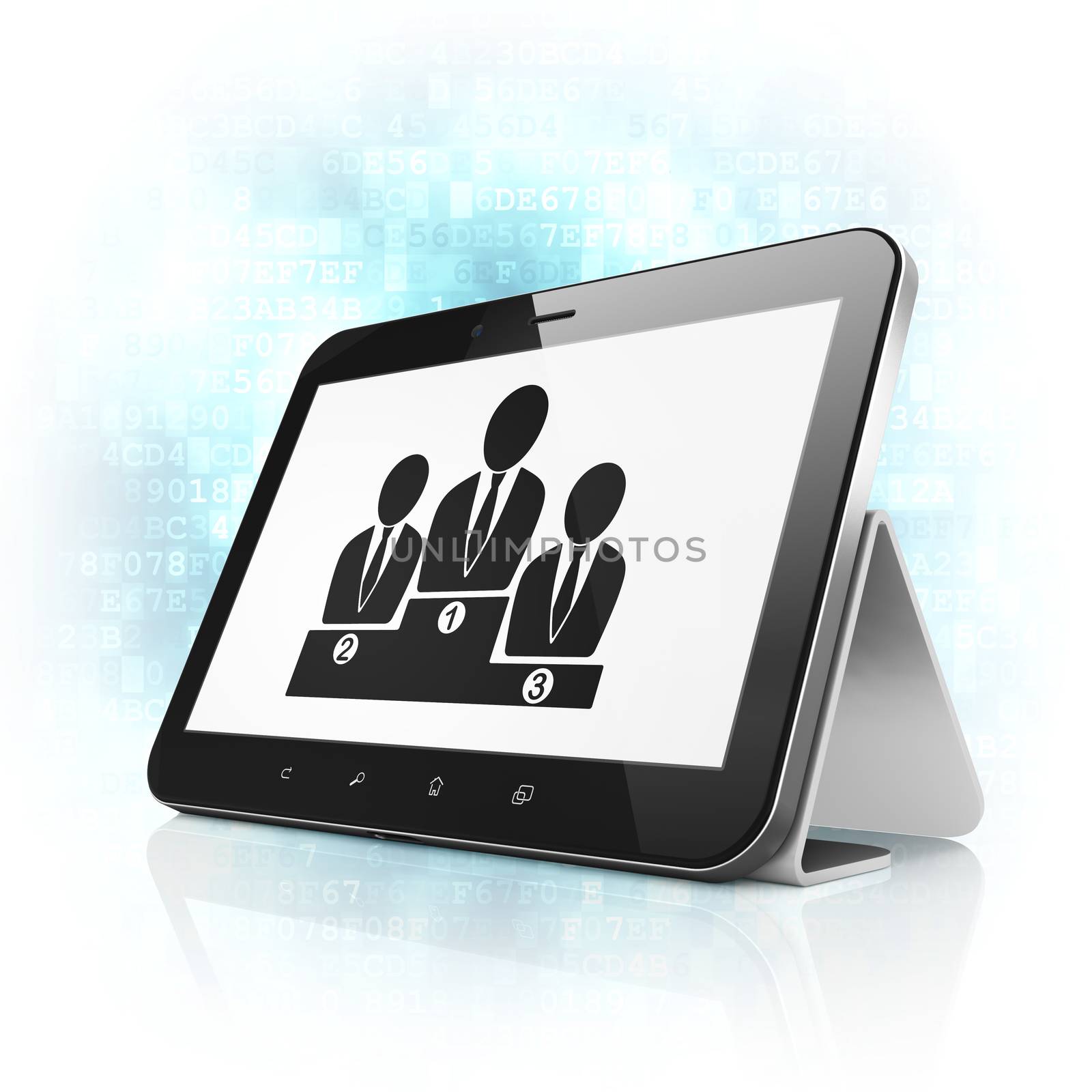 Law concept: Business Team on tablet pc computer by maxkabakov