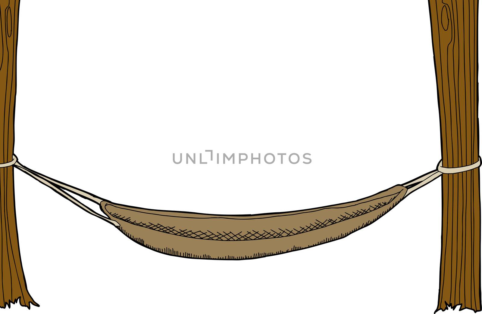 Illustration of empty hammock between two trees