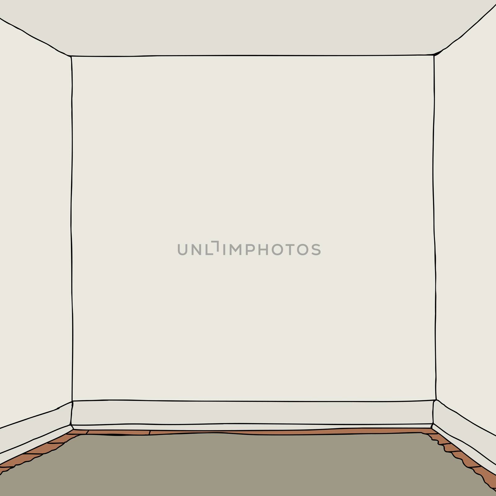 Empty square room with blank walls illustration