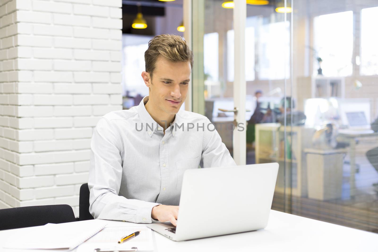 Male business computer desk  start-up