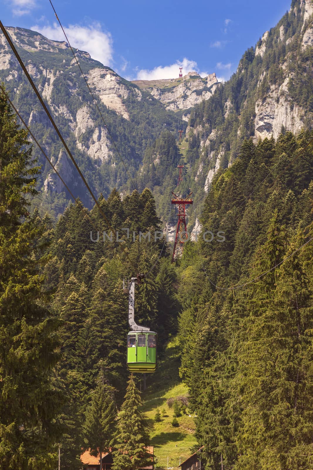 tourists ride the cable car