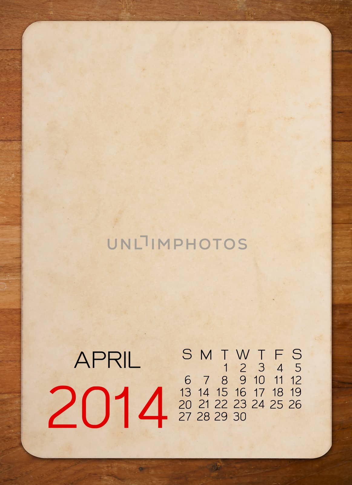 Calendar 2014 on the Empty old photo