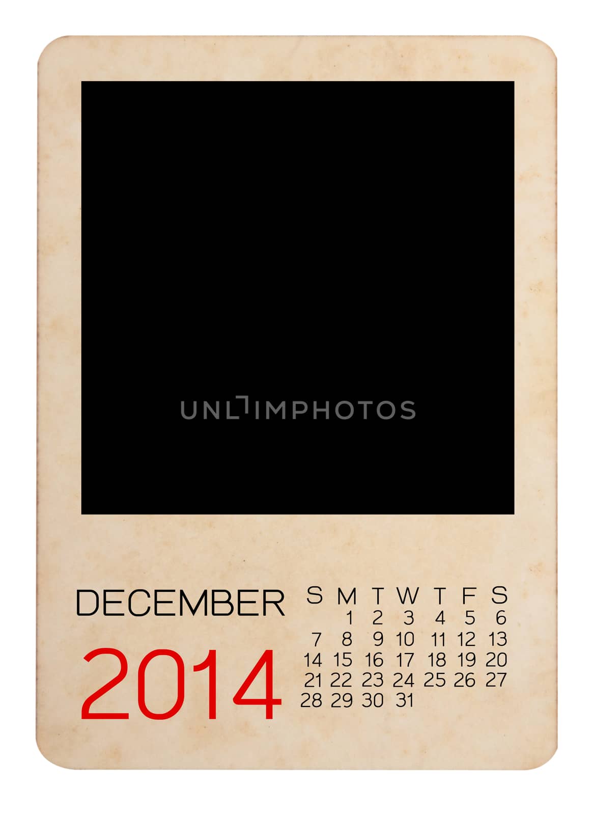 Calendar 2014 on the Empty old photo