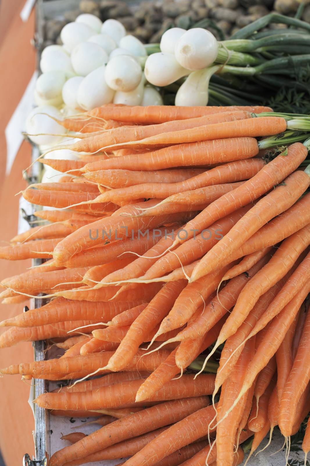 Carrots for sale on a market place.