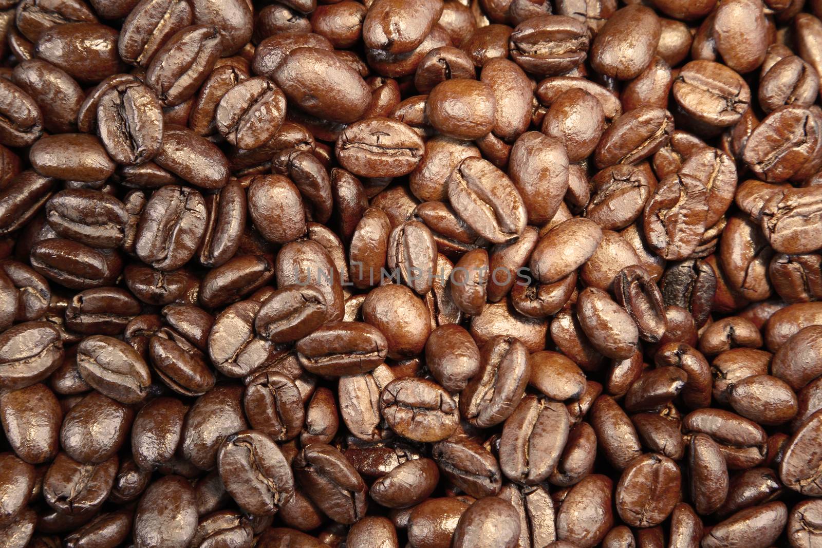 Closeup of roasted coffee beans