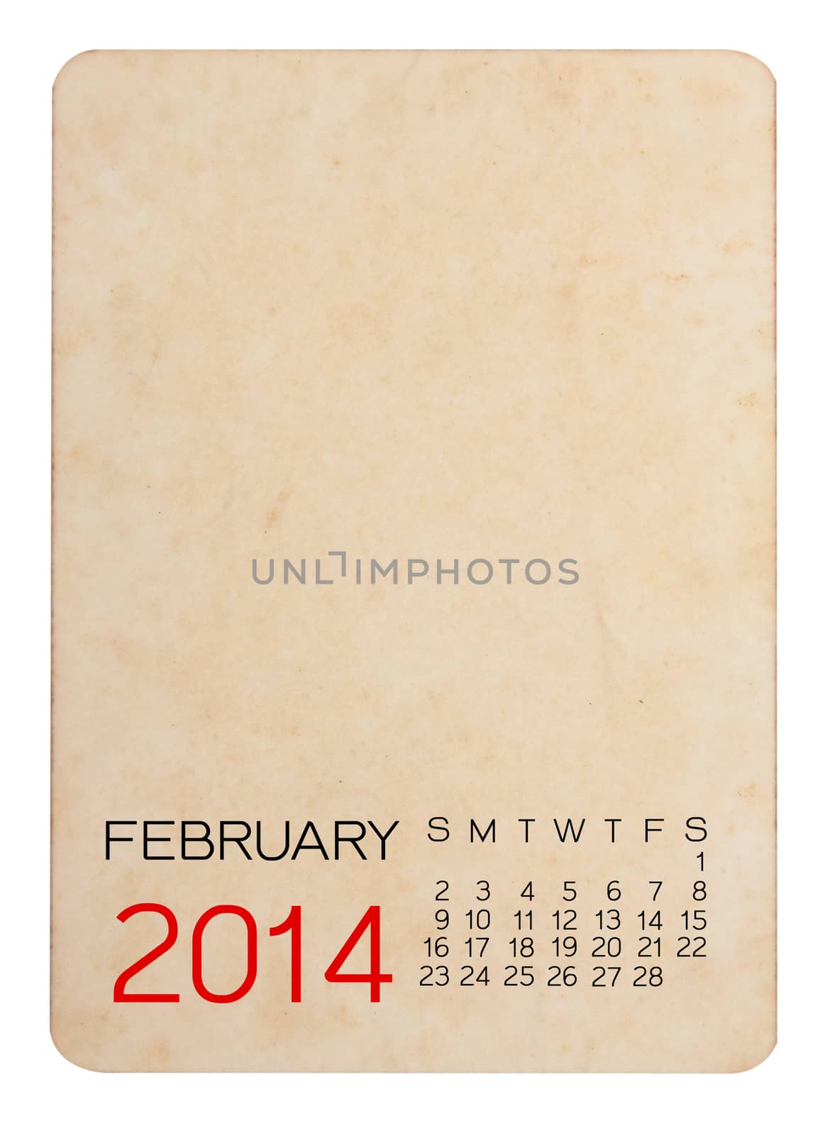 Calendar 2014 on the Empty old photo