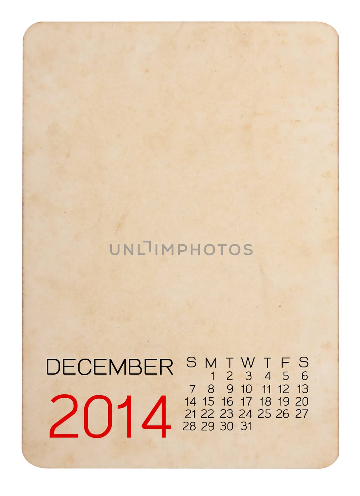 Calendar 2014 on the Empty old photo