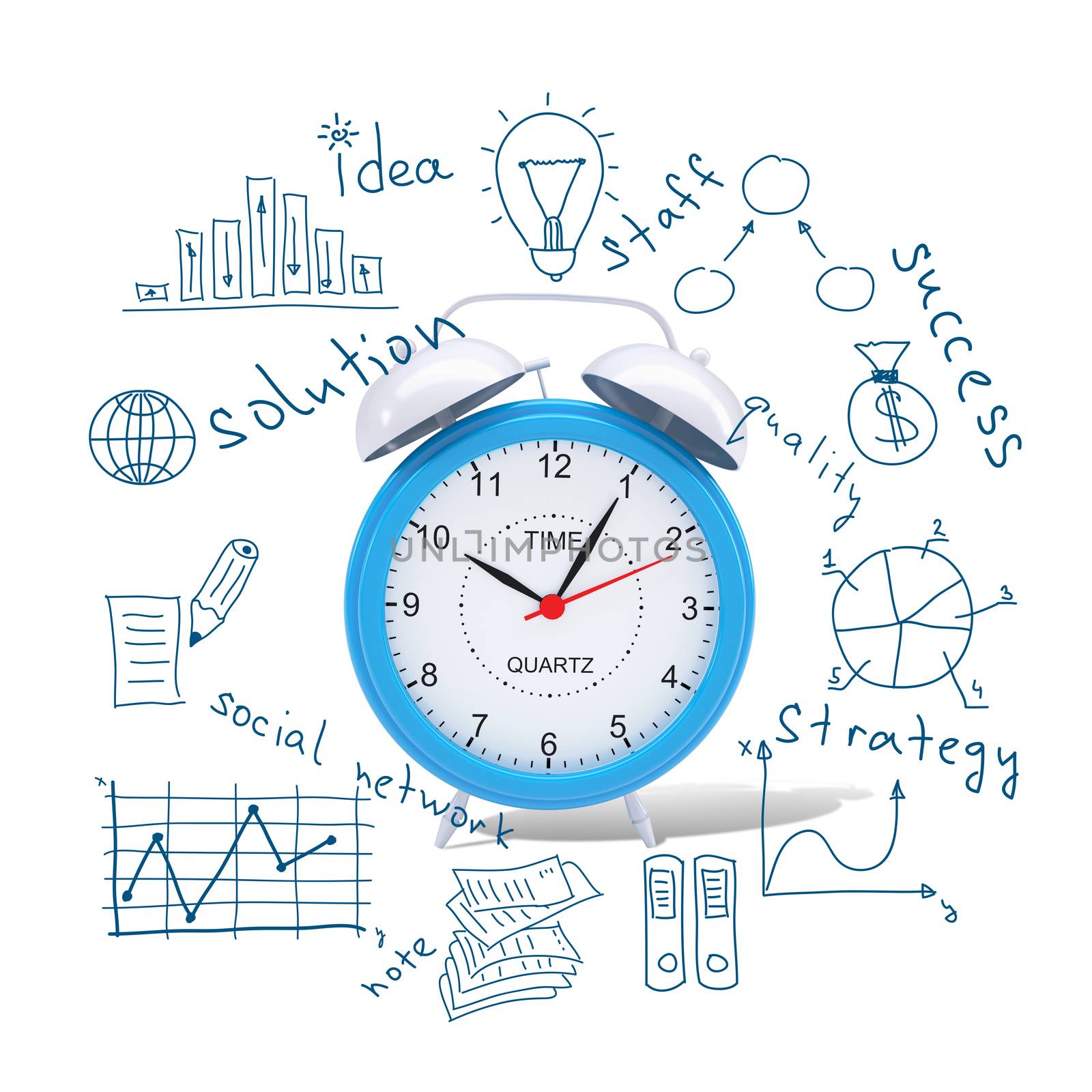 Alarm clock with business sketches by cherezoff