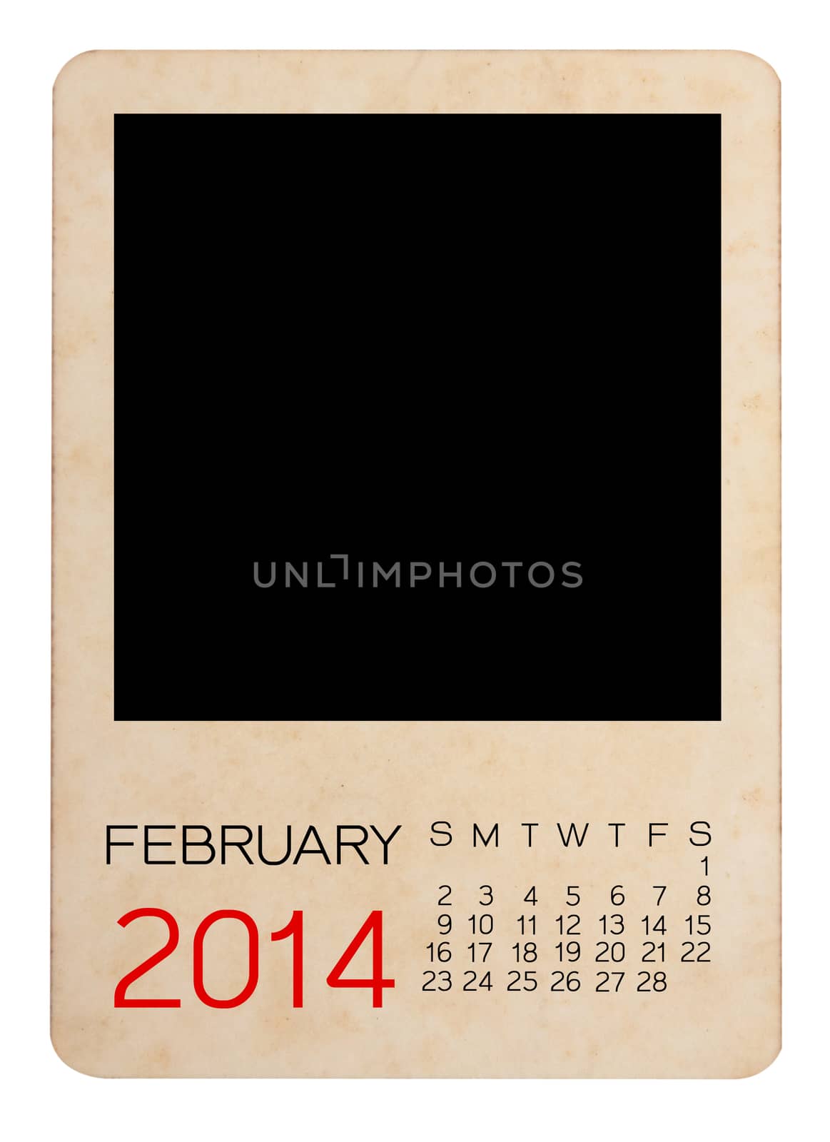 Calendar 2014 on the Empty old photo