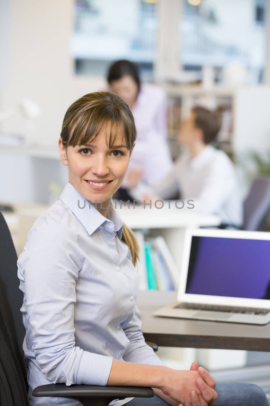 Portrait of pretty Businesswoman working on computer in office by LDProd