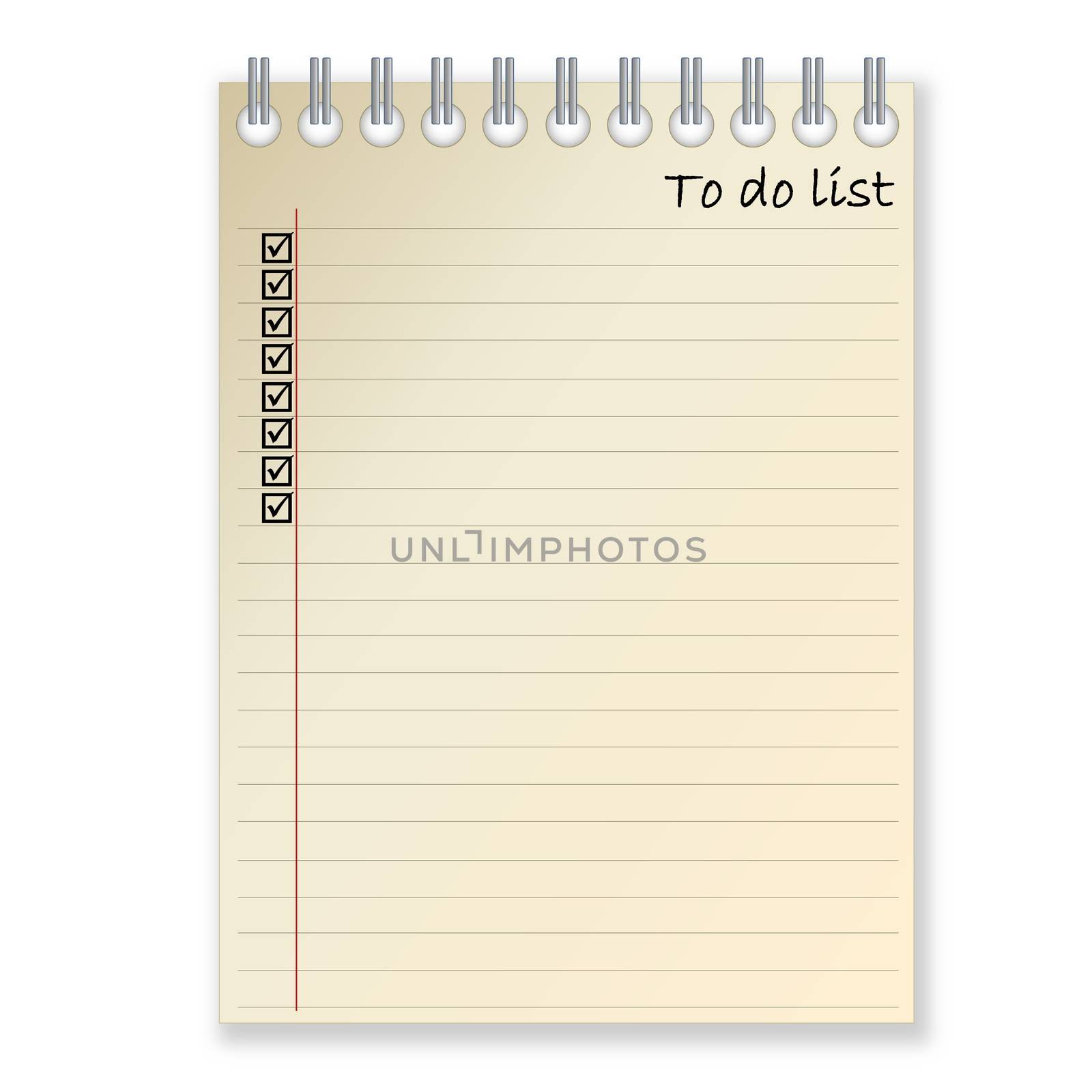 Notebook for writing things to do in white background