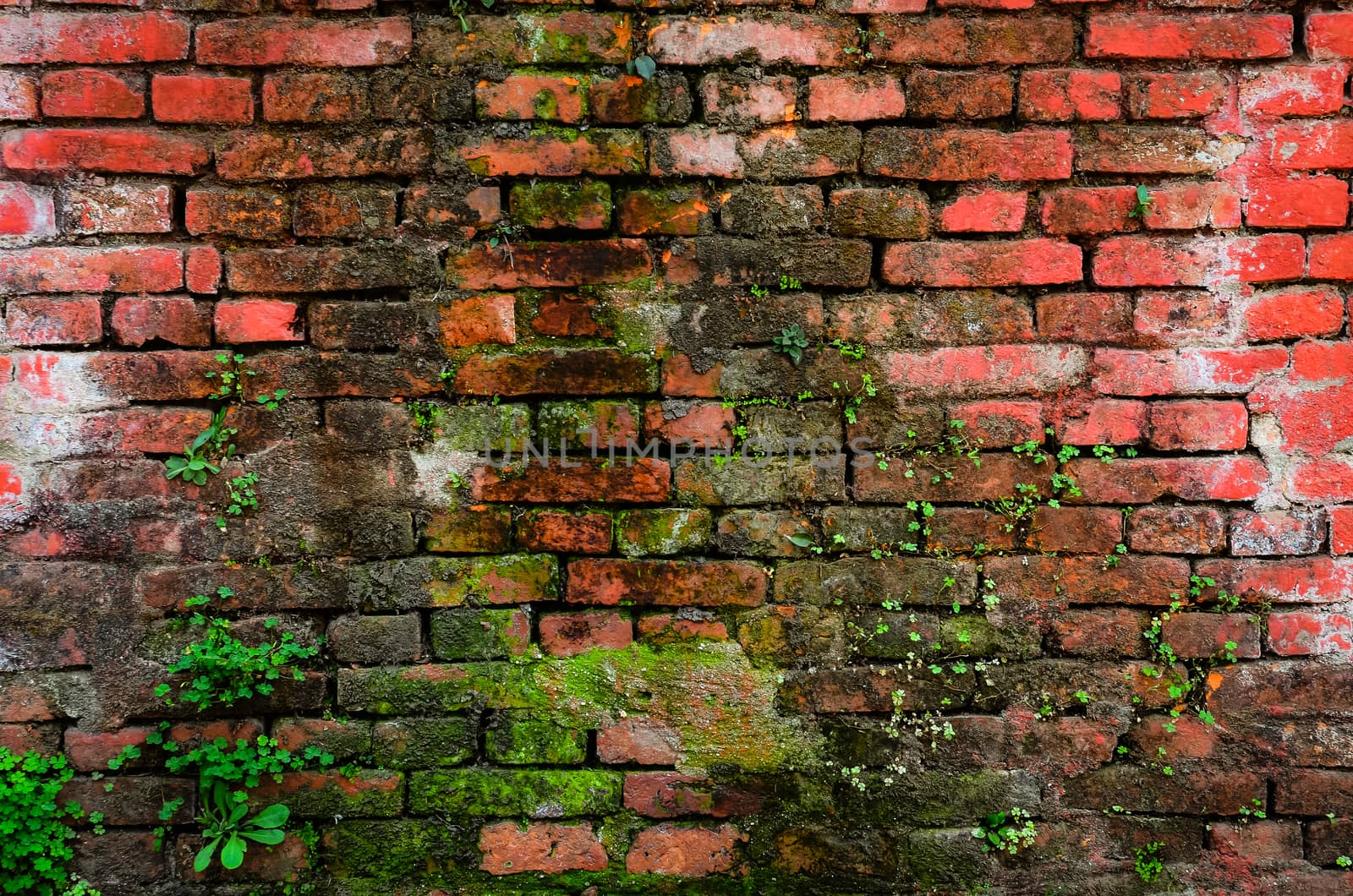 Detail of old weathered textured brick wall