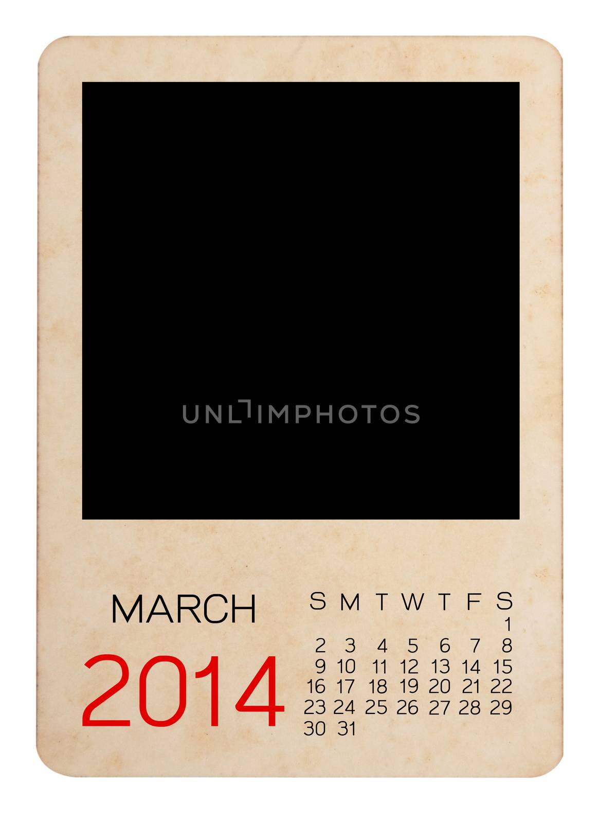 Calendar 2014 on the Empty old photo