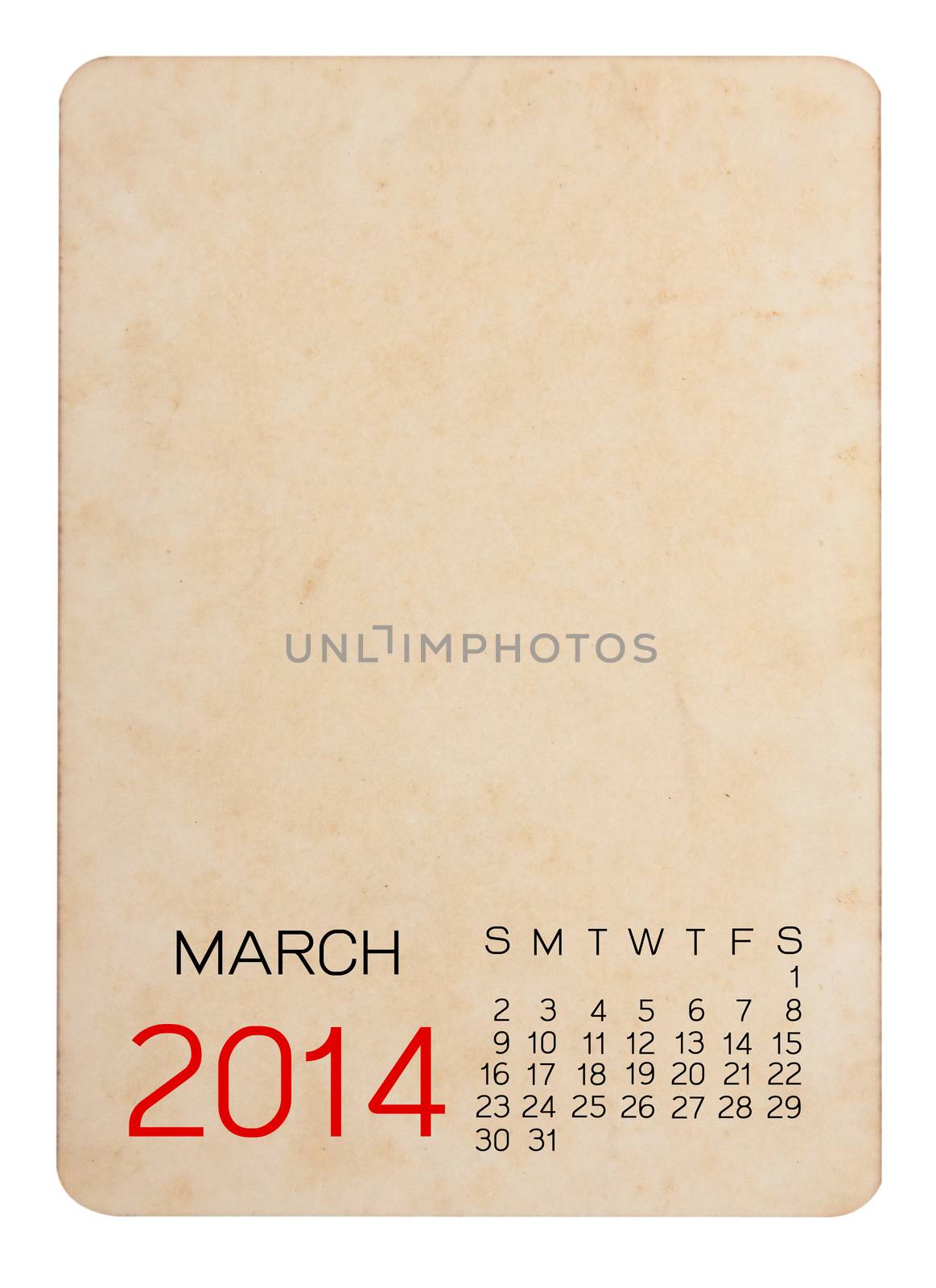 Calendar 2014 on the Empty old photo