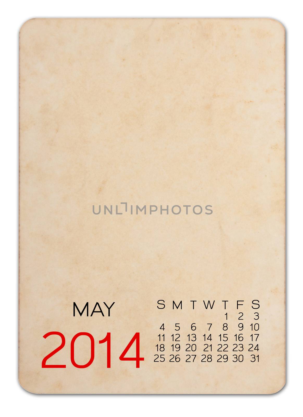 Calendar 2014 on the Empty old photo