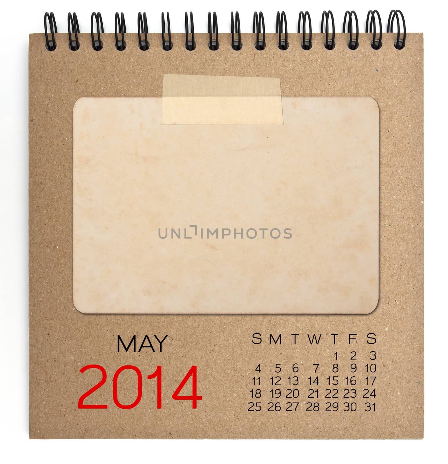 2014 Calendar brown notebook with old blank photo