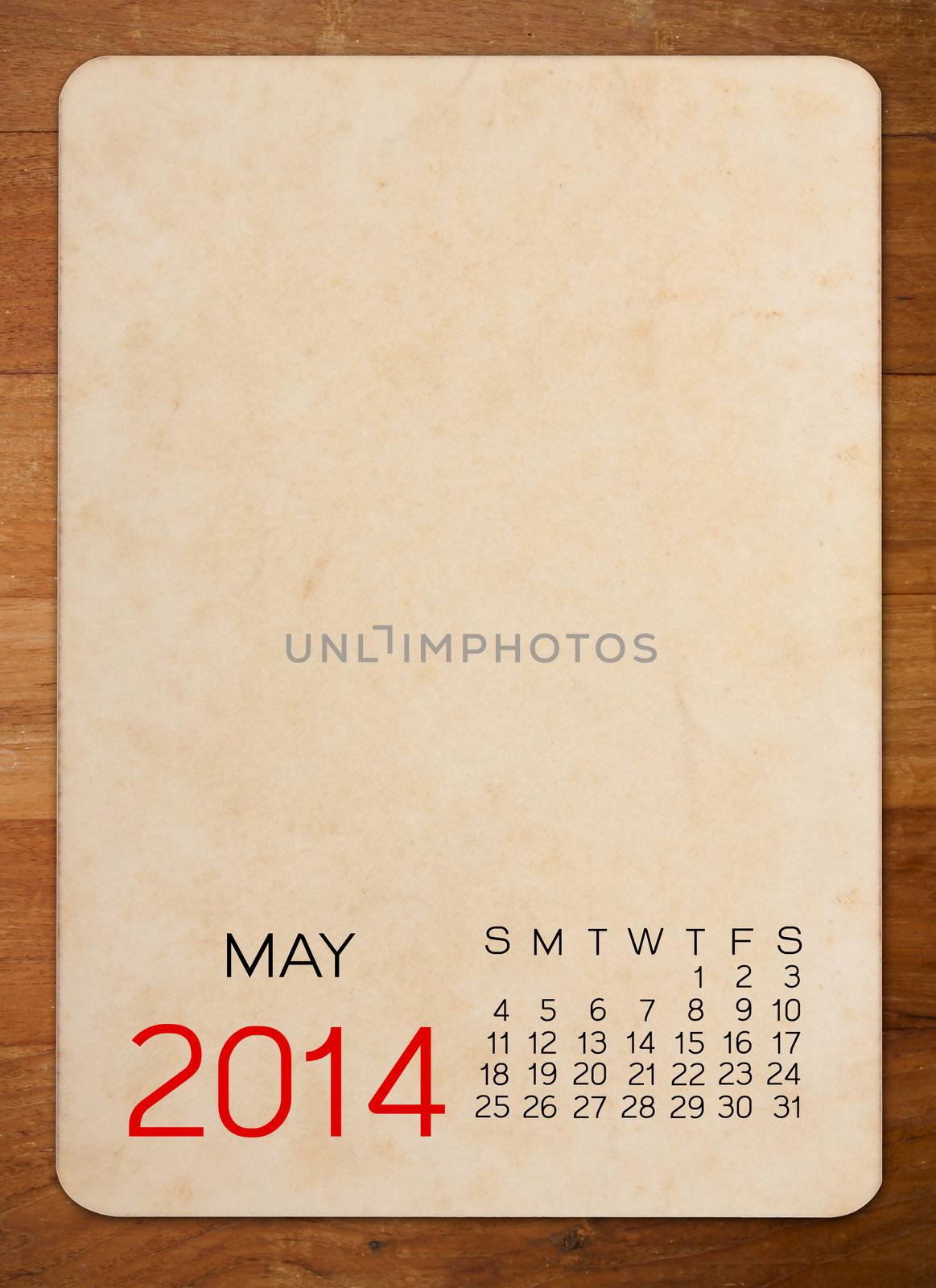 Calendar 2014 on the Empty old photo