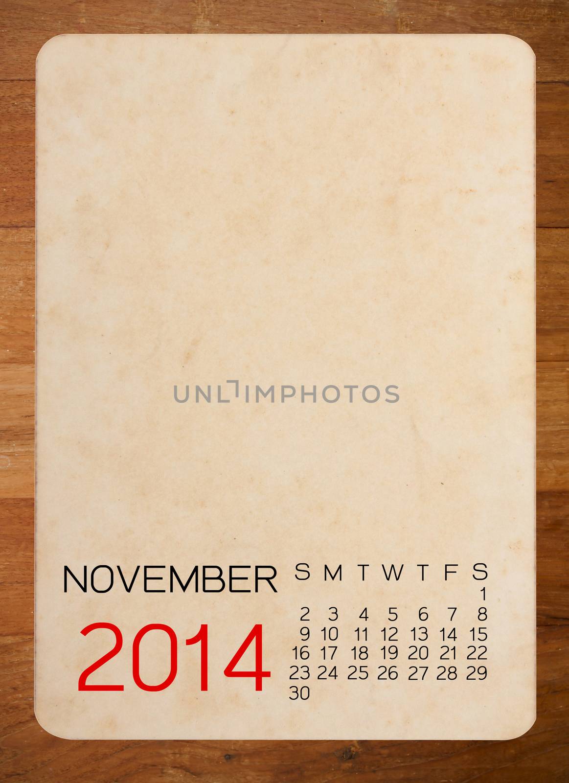 Calendar 2014 on the Empty old photo