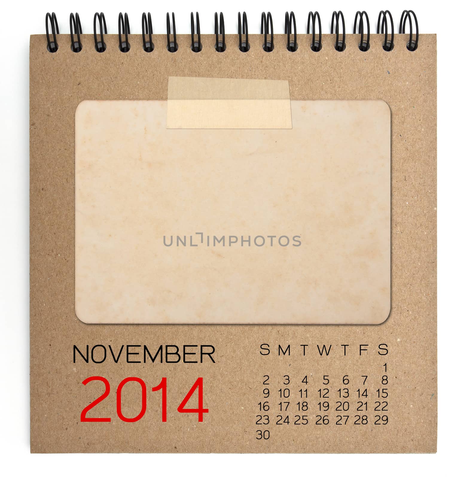 2014 Calendar brown notebook with old blank photo