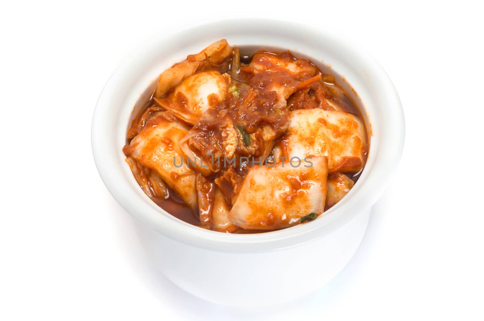 korean cuisine, fermented food Kimchi on white ceramic bowl