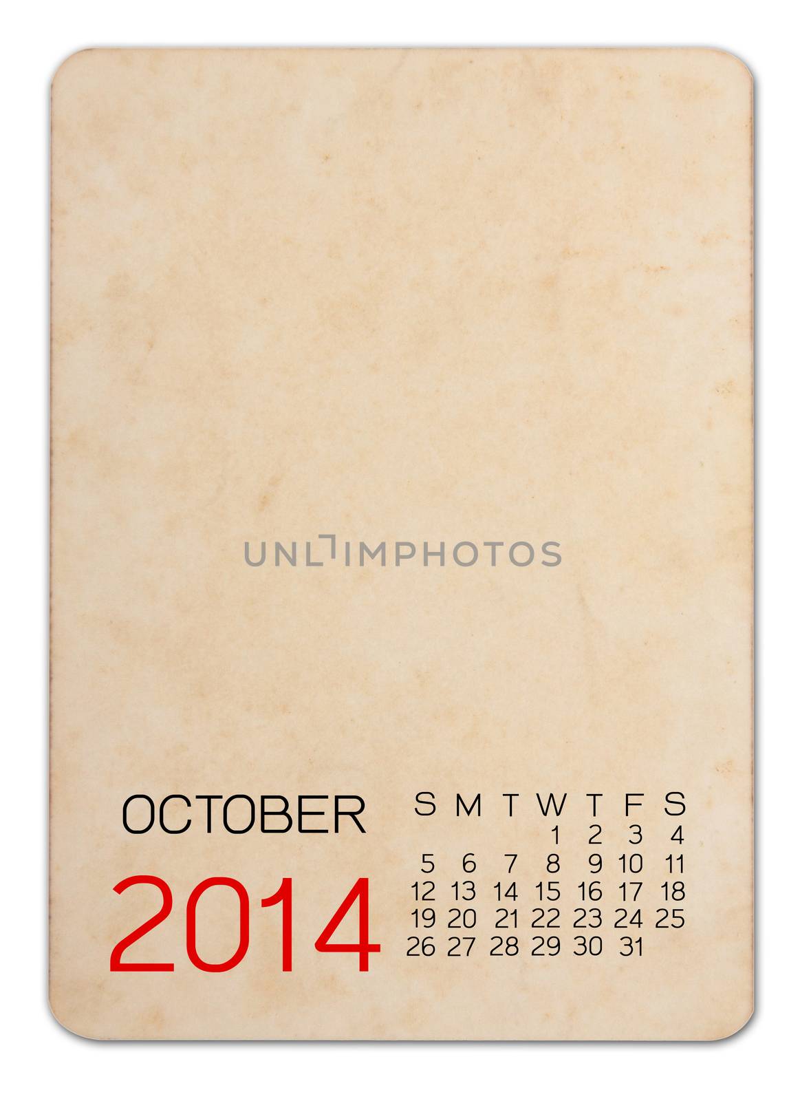 Calendar 2014 on the Empty old photo