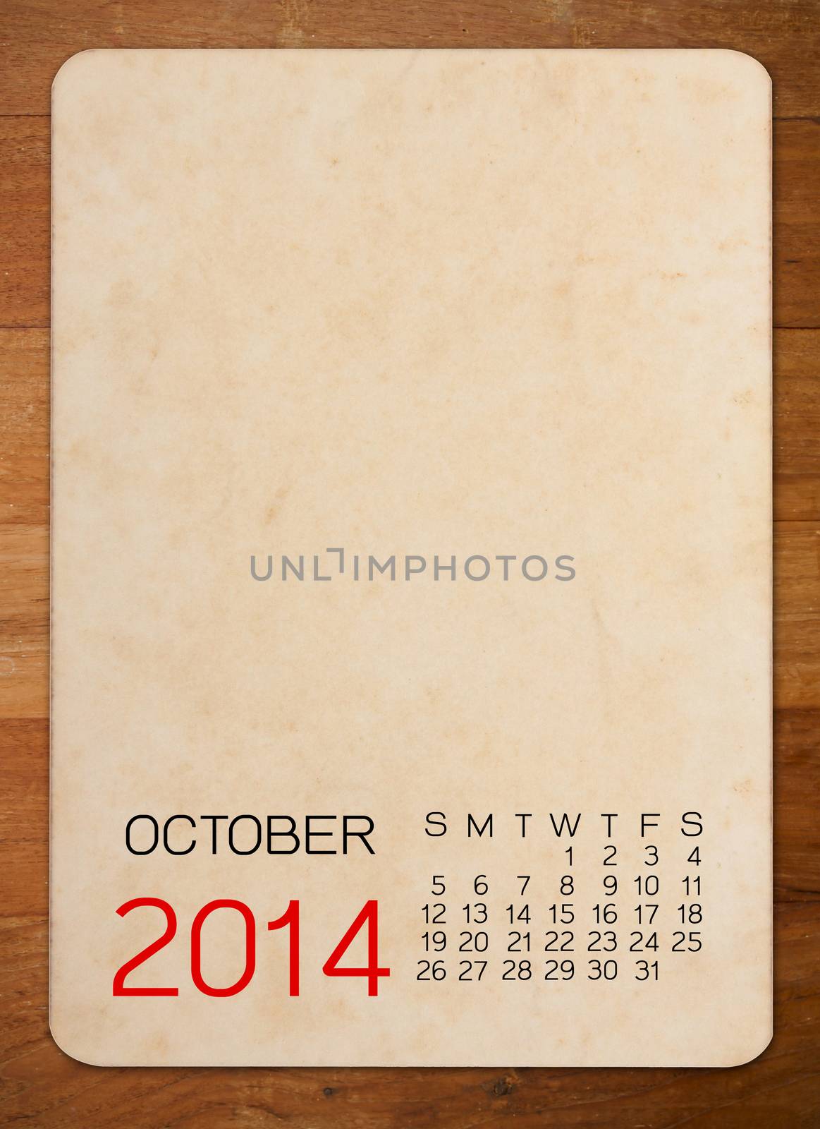 Calendar 2014 on the Empty old photo