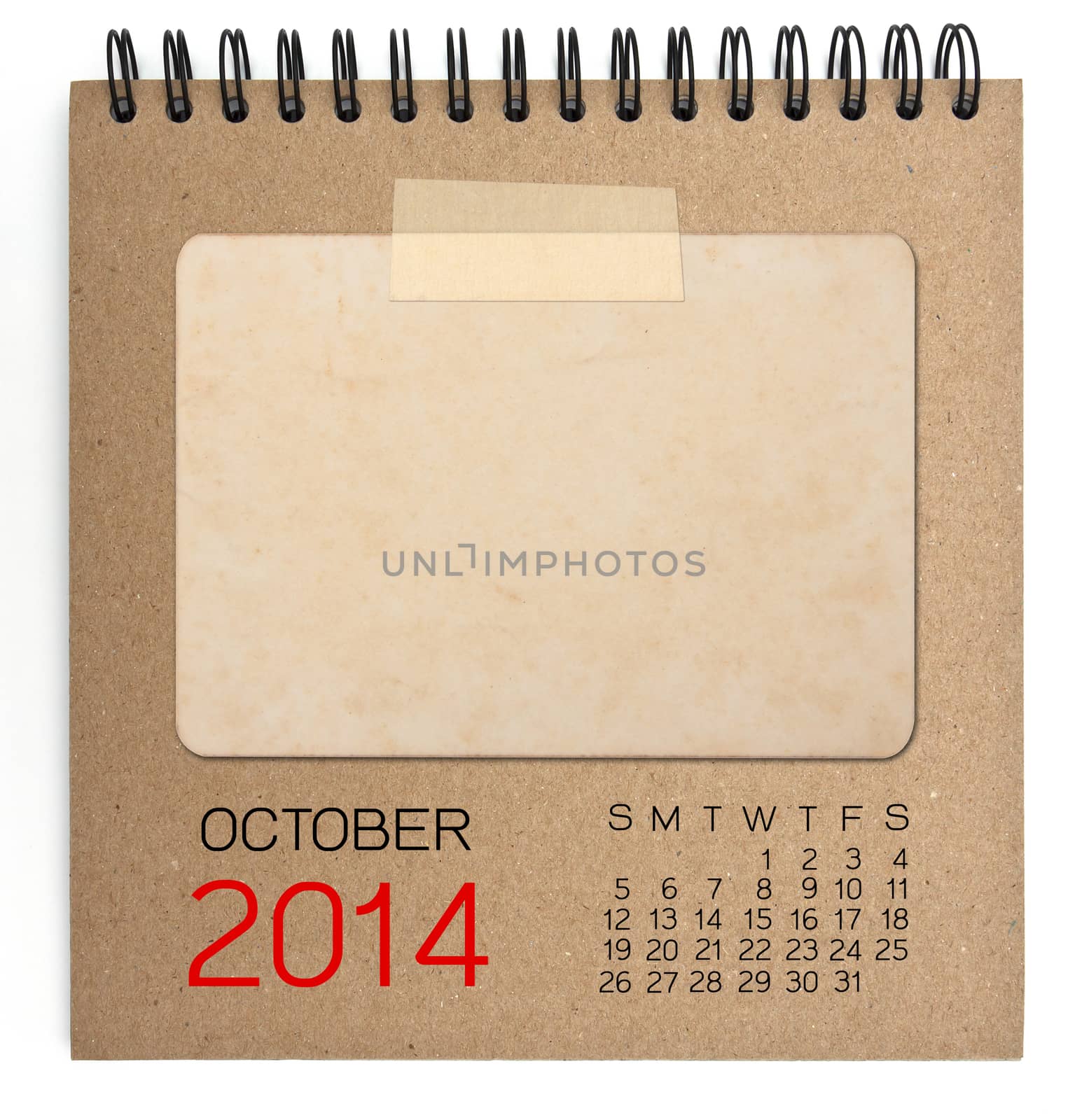 2014 Calendar brown notebook with old blank photo