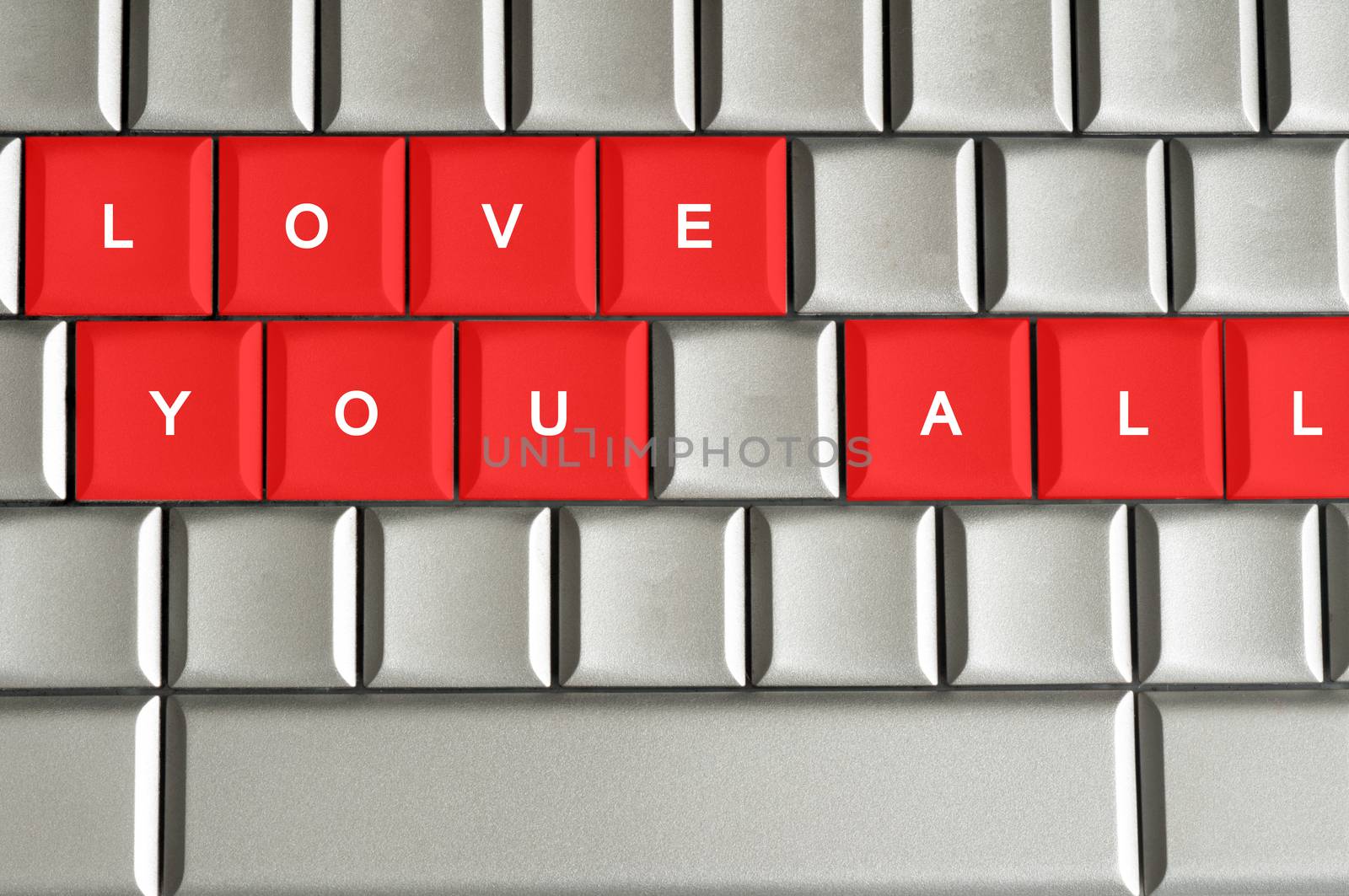 Love you all  spelled on metallic keyboard by daoleduc