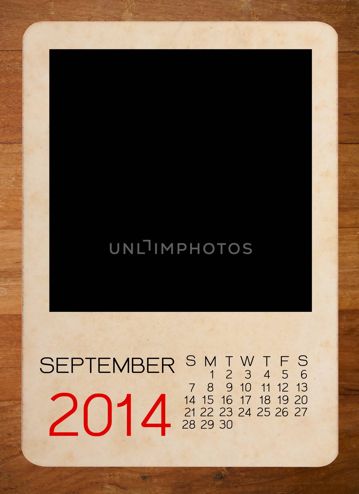 Calendar 2014 on the Empty old photo