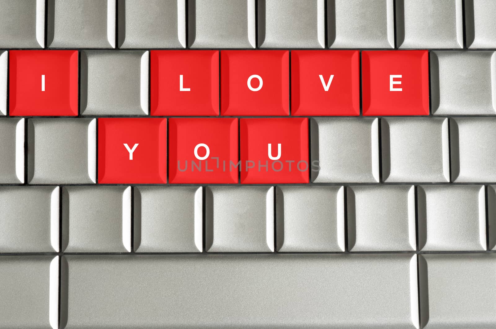 I love you spelled on metallic keyboard