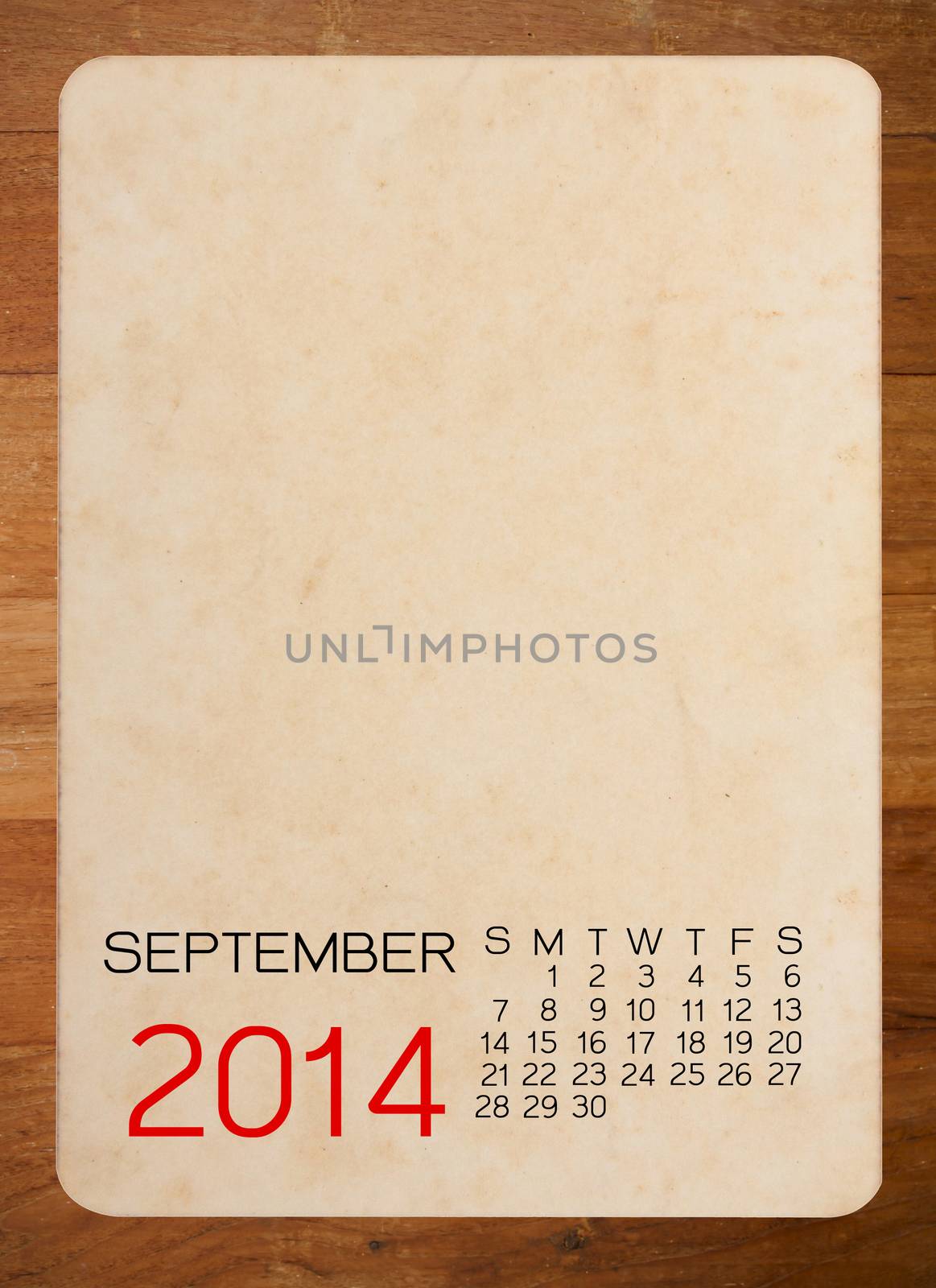 Calendar 2014 on the Empty old photo