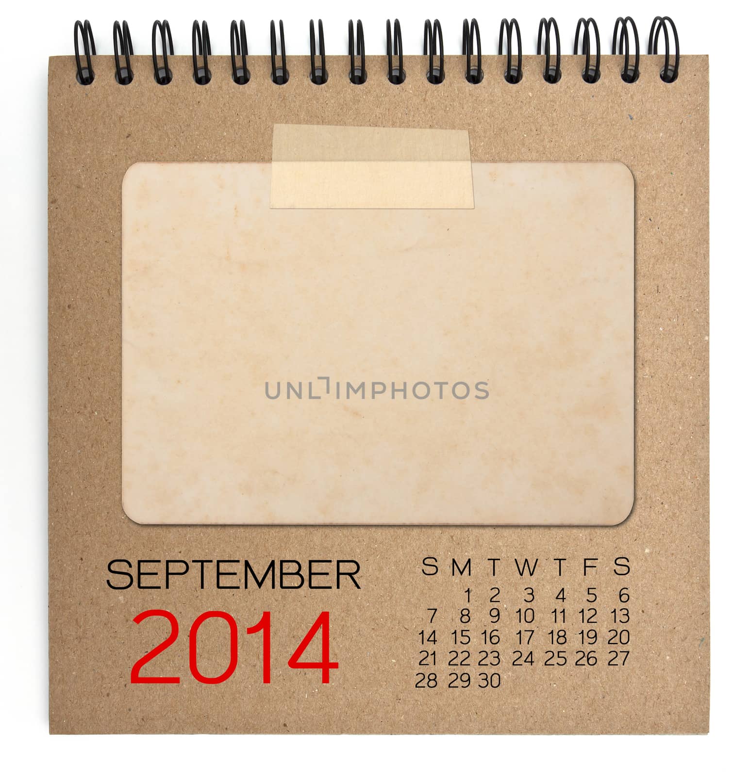 2014 Calendar brown notebook with old blank photo