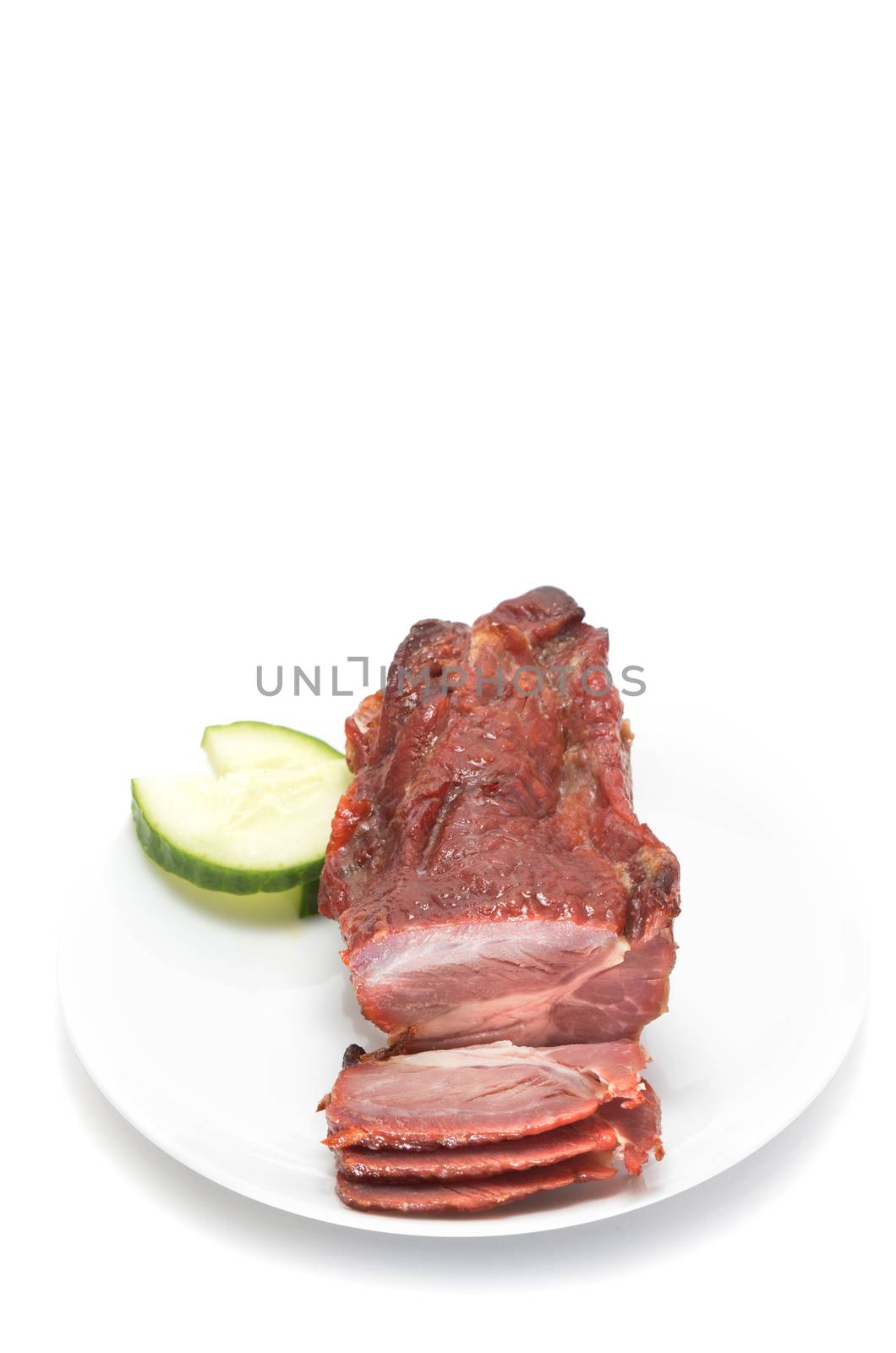 Chinese Barbeque pork on white background