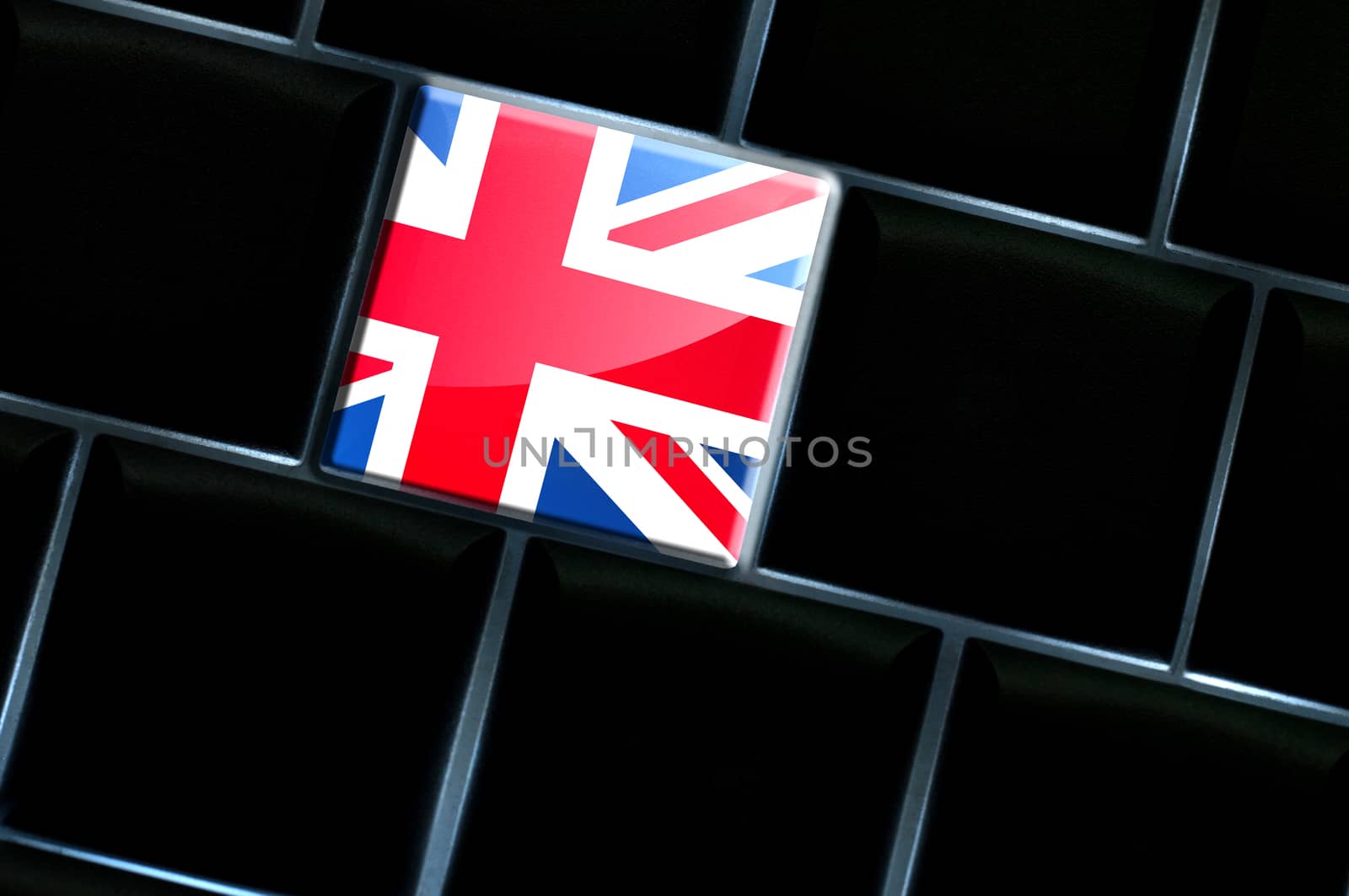 Online United Kingdom concept with backlit keyboard
