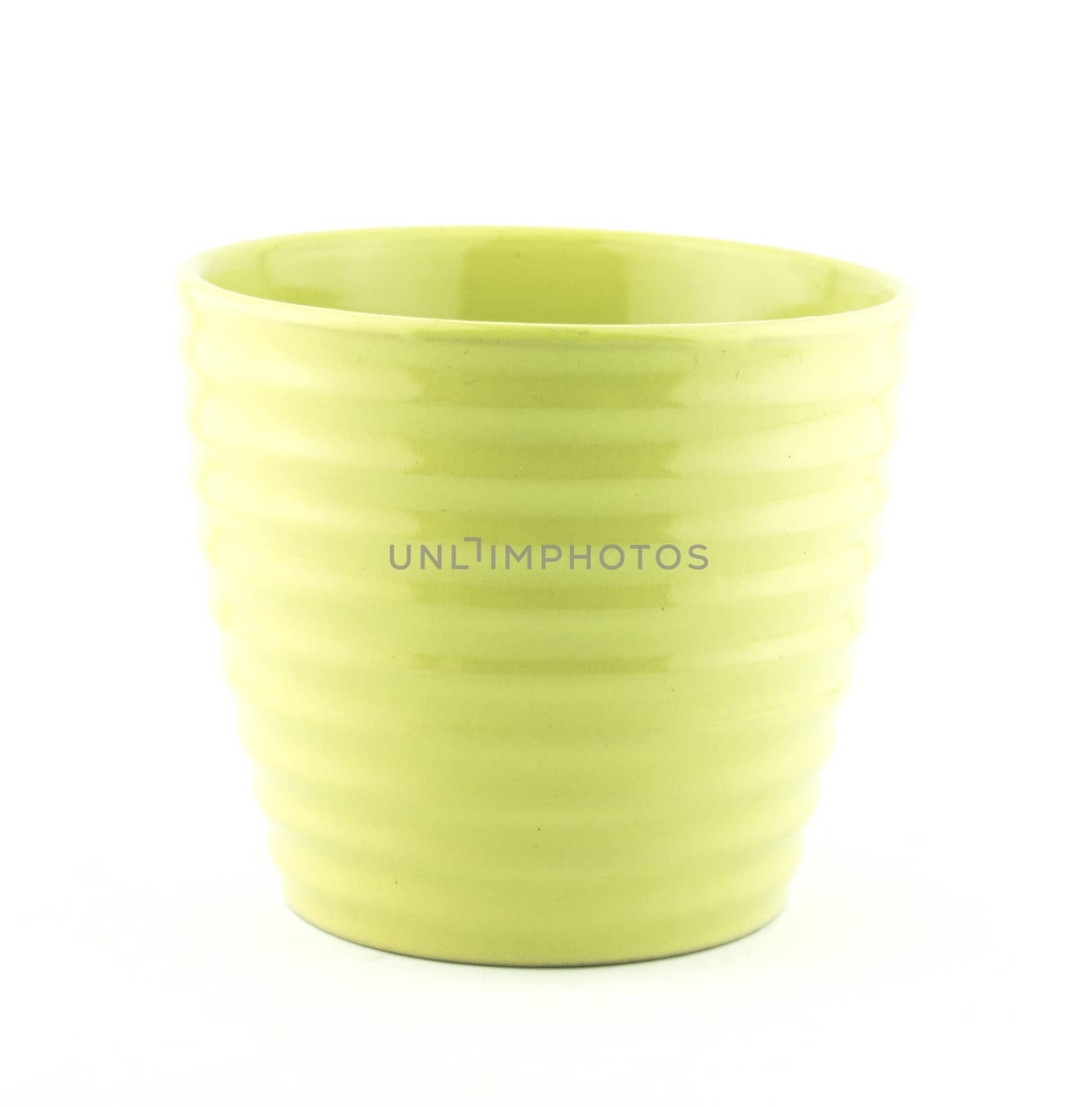 pottery flowerpot on white background.