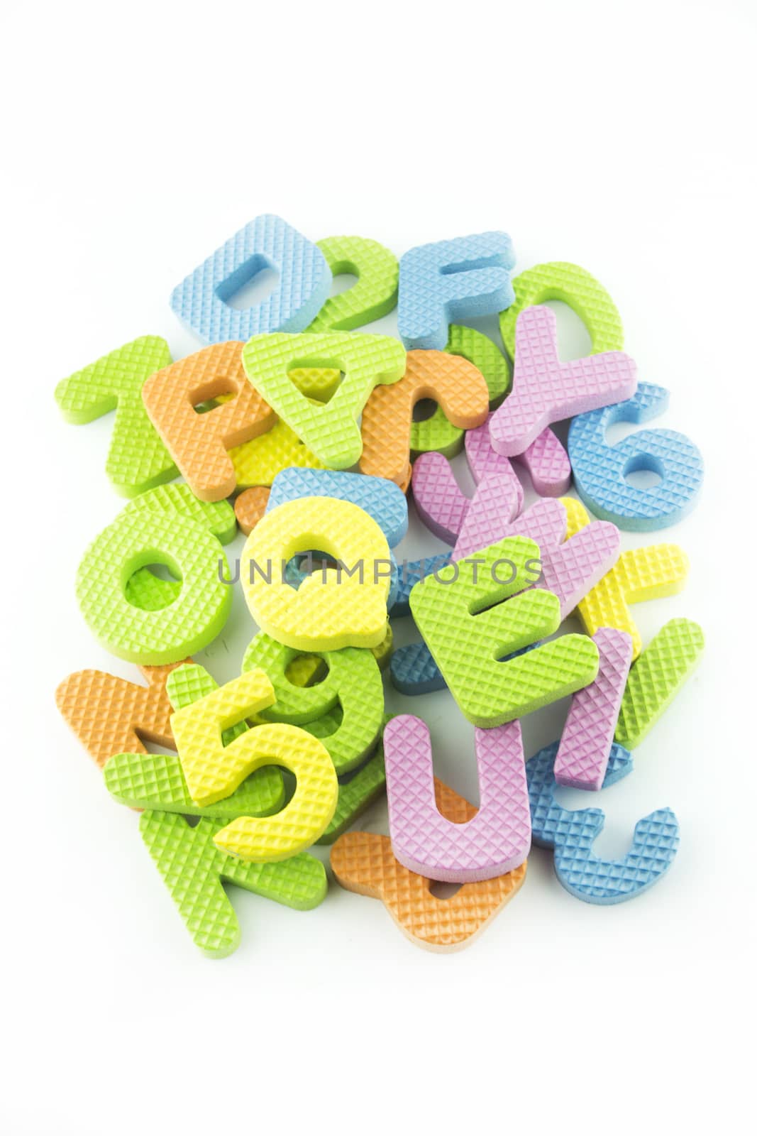 colorful alphabet letters on white background .