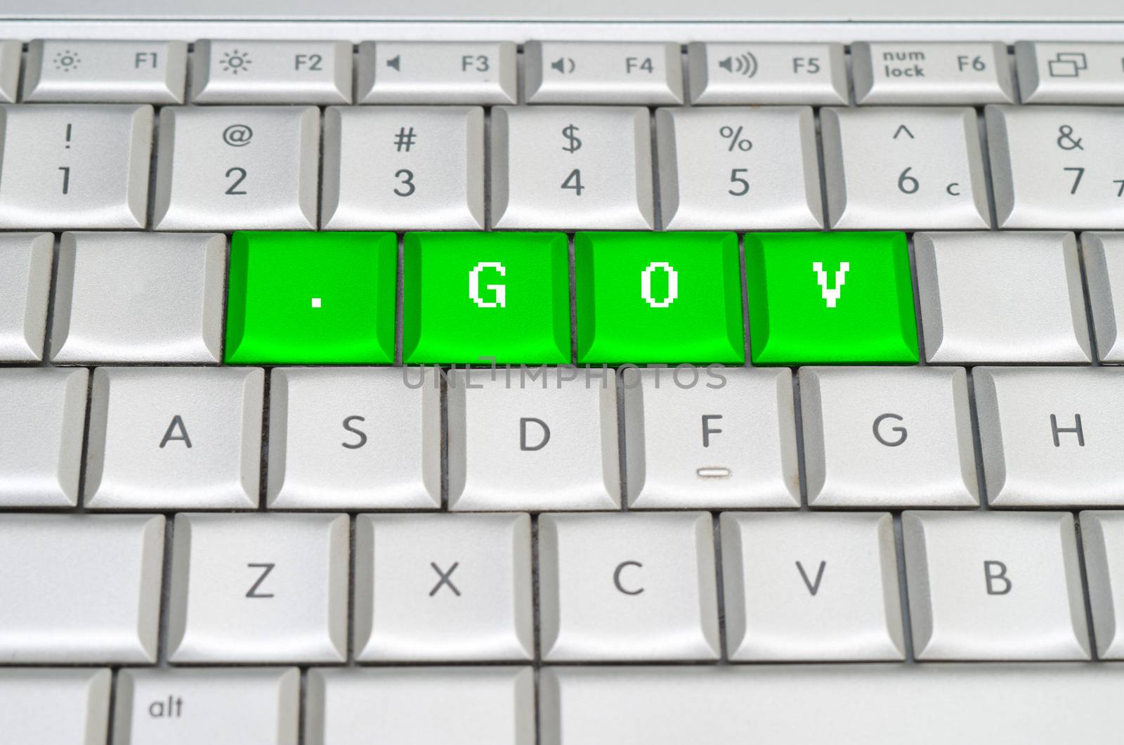 Internet top level domain .gov spelled on metallic keyboard