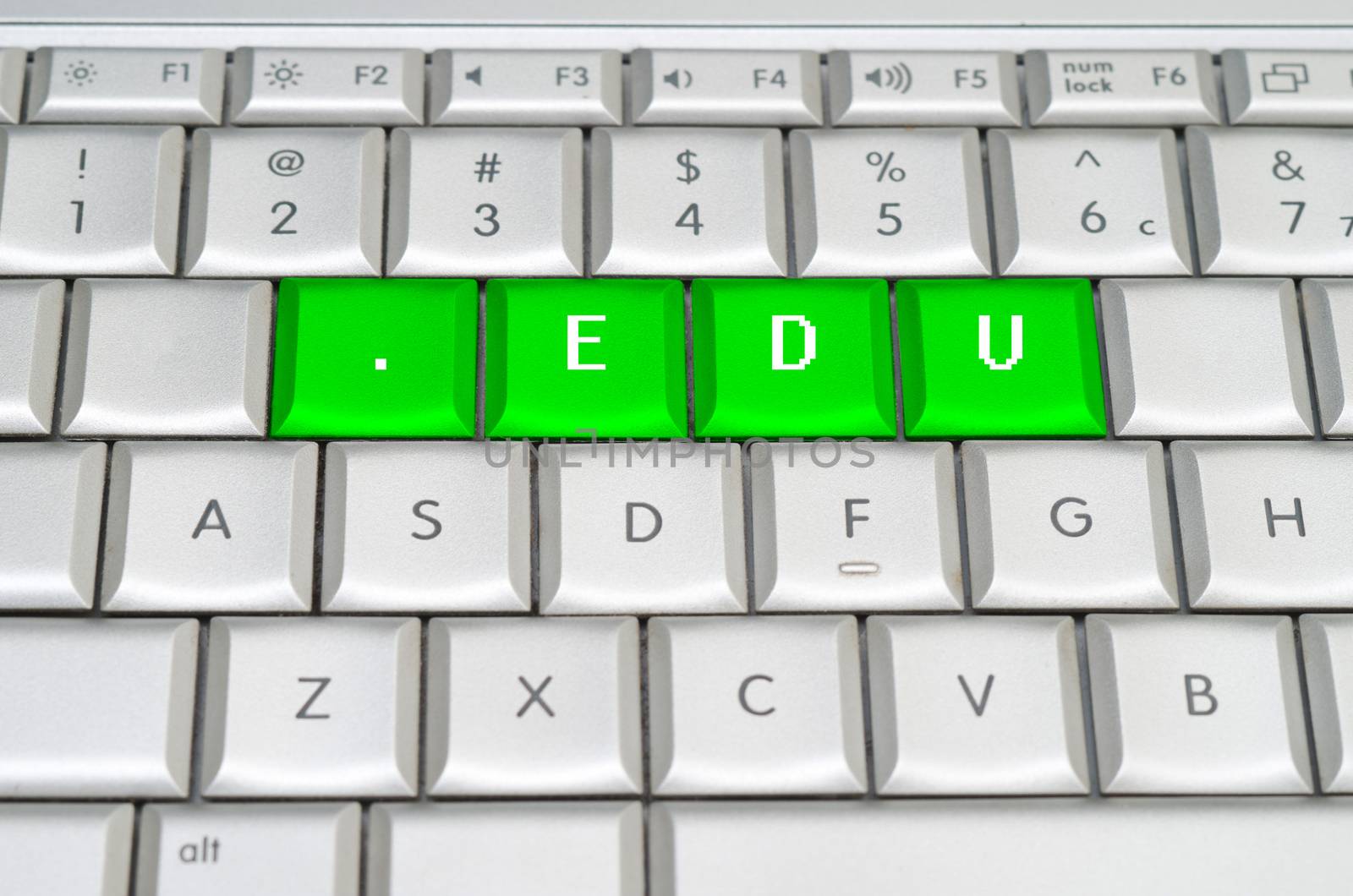 Internet top level domain .edu spelled on metallic keyboard by daoleduc