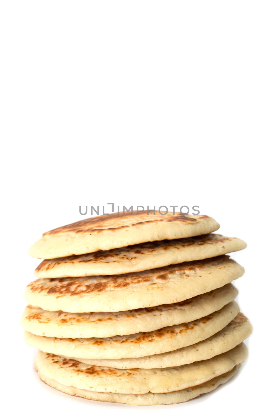 stack of pancakes isolated on white background 