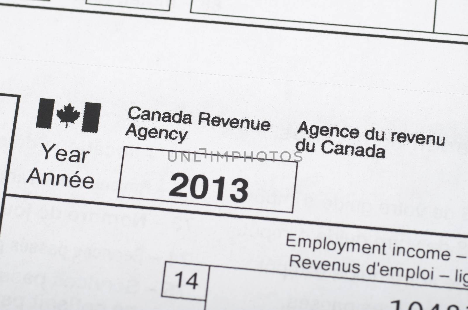 Canadian 2013  T4 income statement